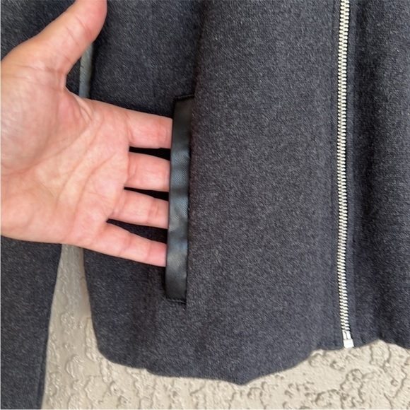 Lauren Ralph Lauren Faux Leather Detail Long Sleeve Front Zip Moto Jacket - Picture 5 of 12